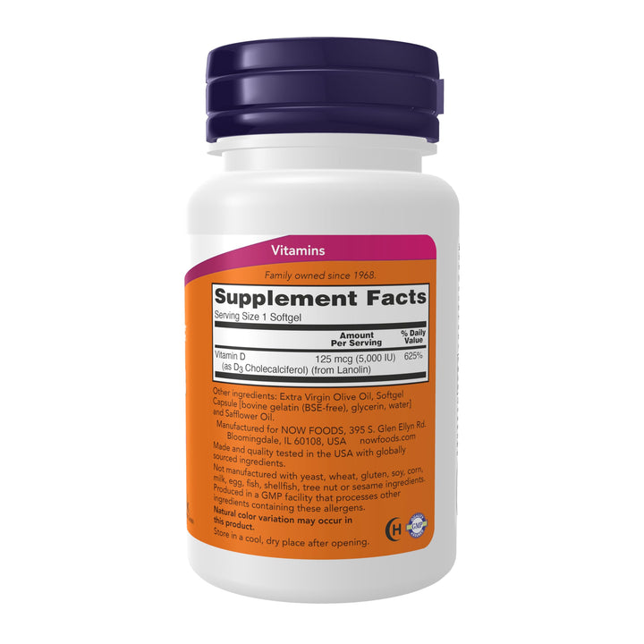 NOW Vitamin D-3, 5000 IU, 240 Count