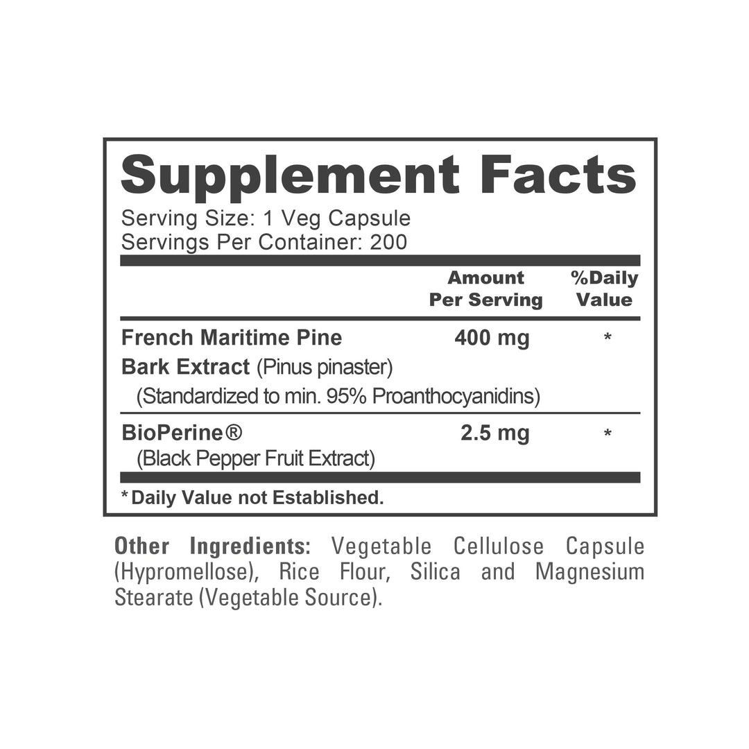 NusaPure French Maritime Pine Bark Extract, 400 mg, 200 Count