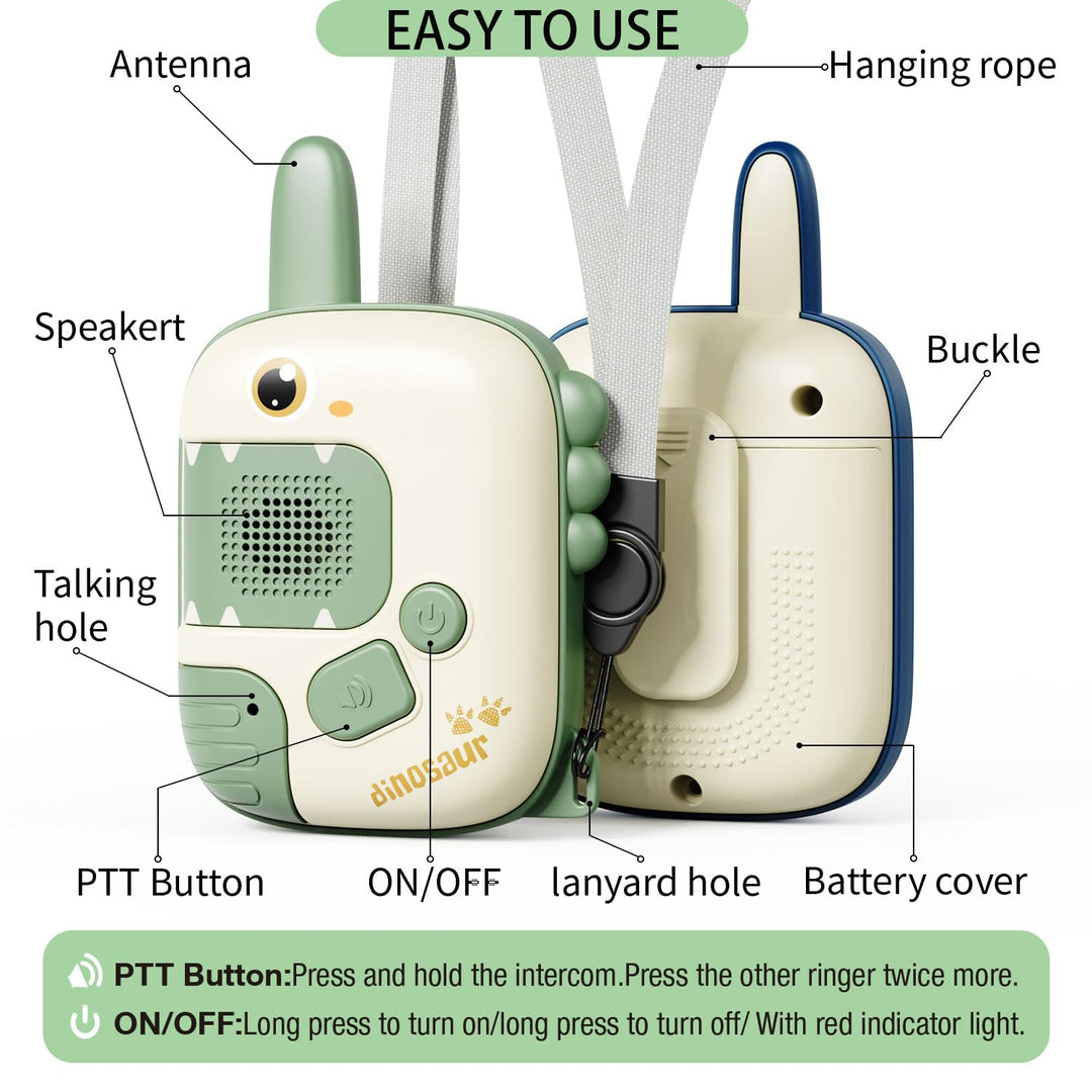 JKGIFTS Dinosaur Walkie Talkies, 2 Count