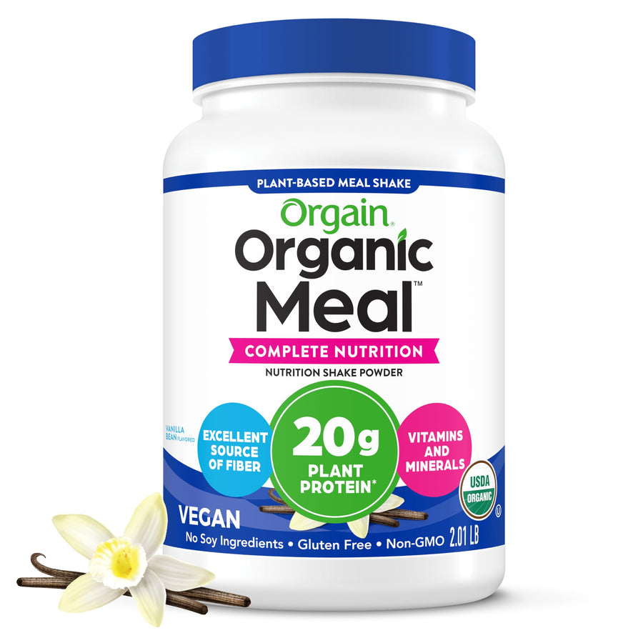 Orgain Organic Meal Protein Powder, Vanilla Bean, 2.01 lb