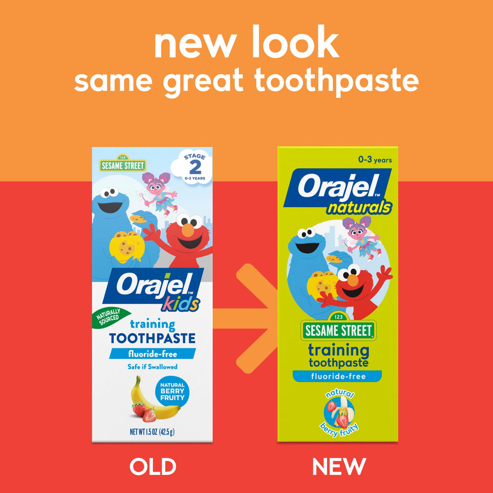 Orajel Naturals Sesame Street Kids Fluoride-Free Toothpaste, Berry, 1.5 oz