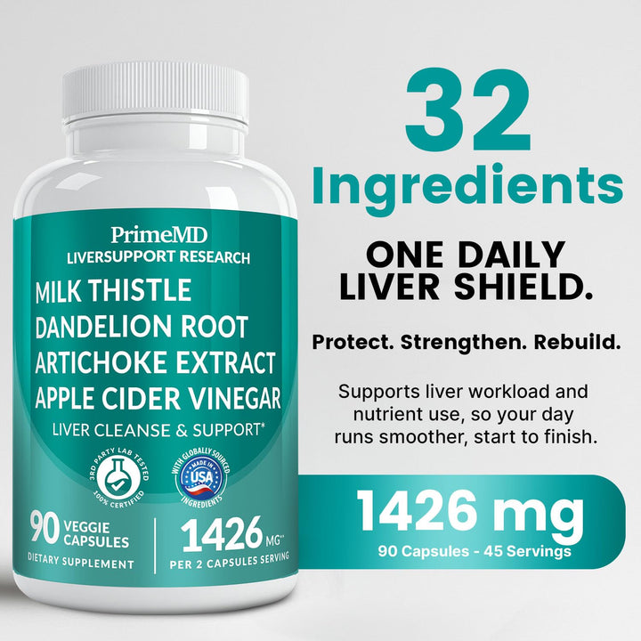 PrimeMD Liver Supplement With Milk Thistle And Dandelion Root, 1426 mg, 90 Count