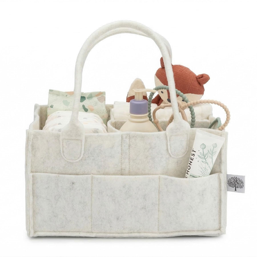 Parker Baby Co. Felt Diaper Caddy Organizer, White