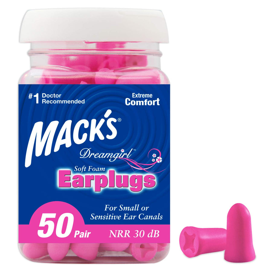 Mack's Dreamgirl Soft Foam Earplugs, Pink, 50 Pair