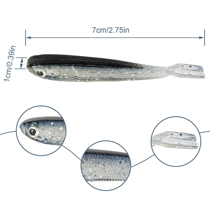 Syosisny Soft Fishing Lure, 50 Count