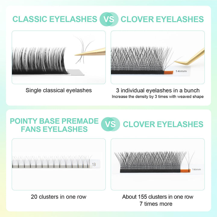 NAGARAKU 3D Lash W Premade Fans Volume Lash Extension, 0.07mm D Curl, 8-15mm Mix