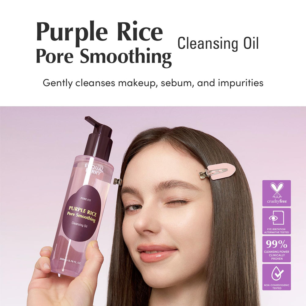 EQQUALBERRY Purple Rice Pore Smoothing Cleansing Oil, 6.76 fl oz