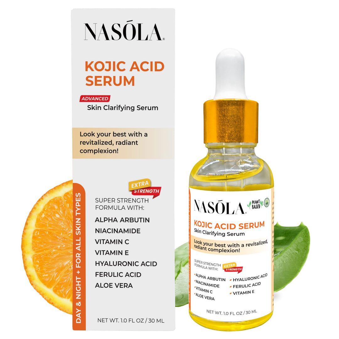Nasola Kojic Acid Serum, Skin Clarifying Complexion Revitalization Fade Cream with Alpha Arbutin, Vitamin C & E, & Niacinamide