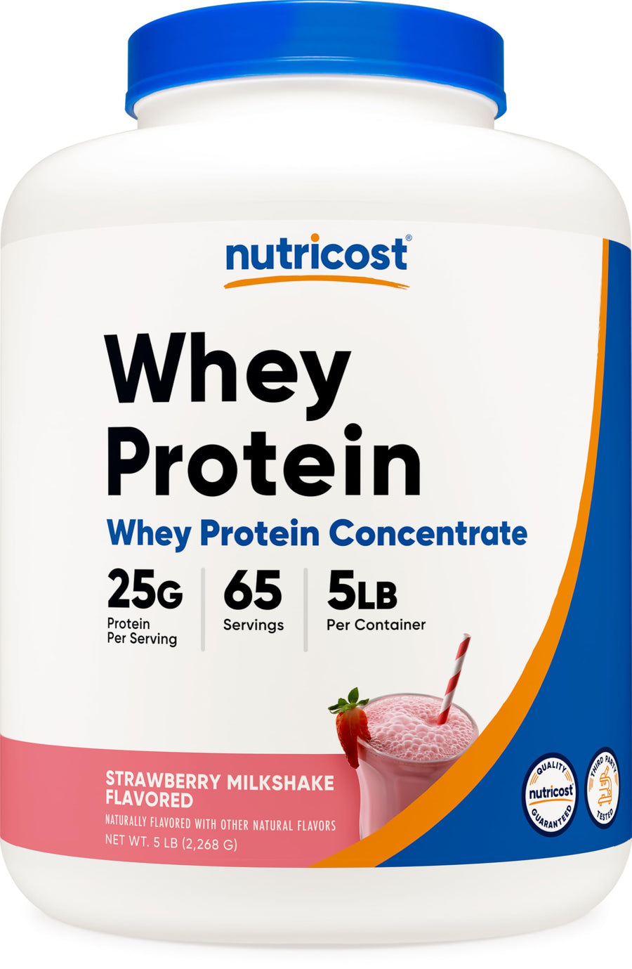 Nutricost Whey Protein Concentrate, Strawberry Milkshake, 5 lb