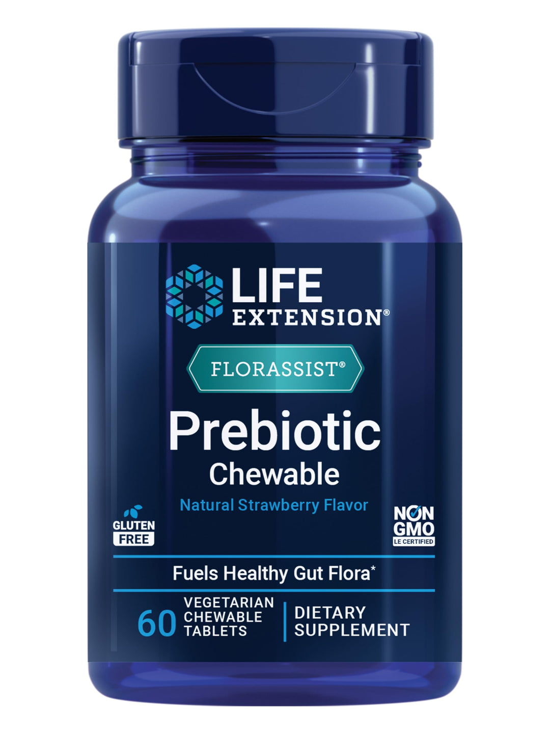 Life Extension Florassist Prebiotic Chewable, Strawberry, 60 Count
