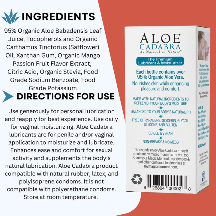 Aloe Cadabra Organic Personal Lubricant, Mango Passion, 2.5 oz