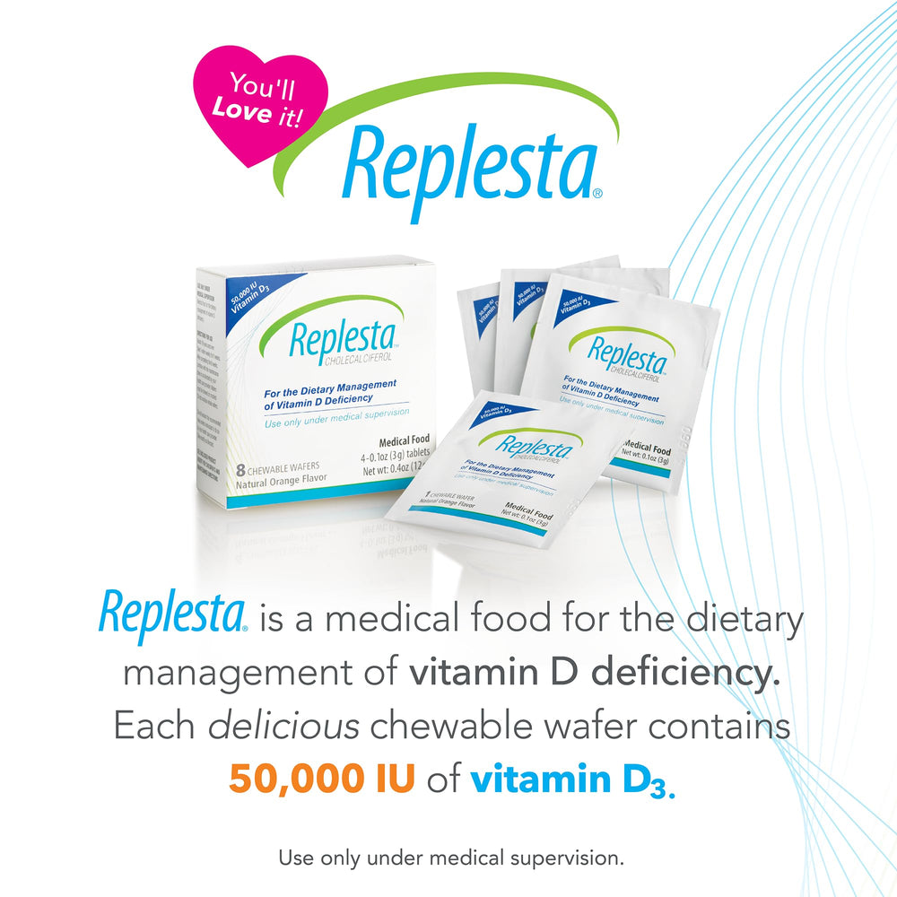 Replesta Vitamin D3 Chewable Wafer, Natural Orange Flavor, 8 Count