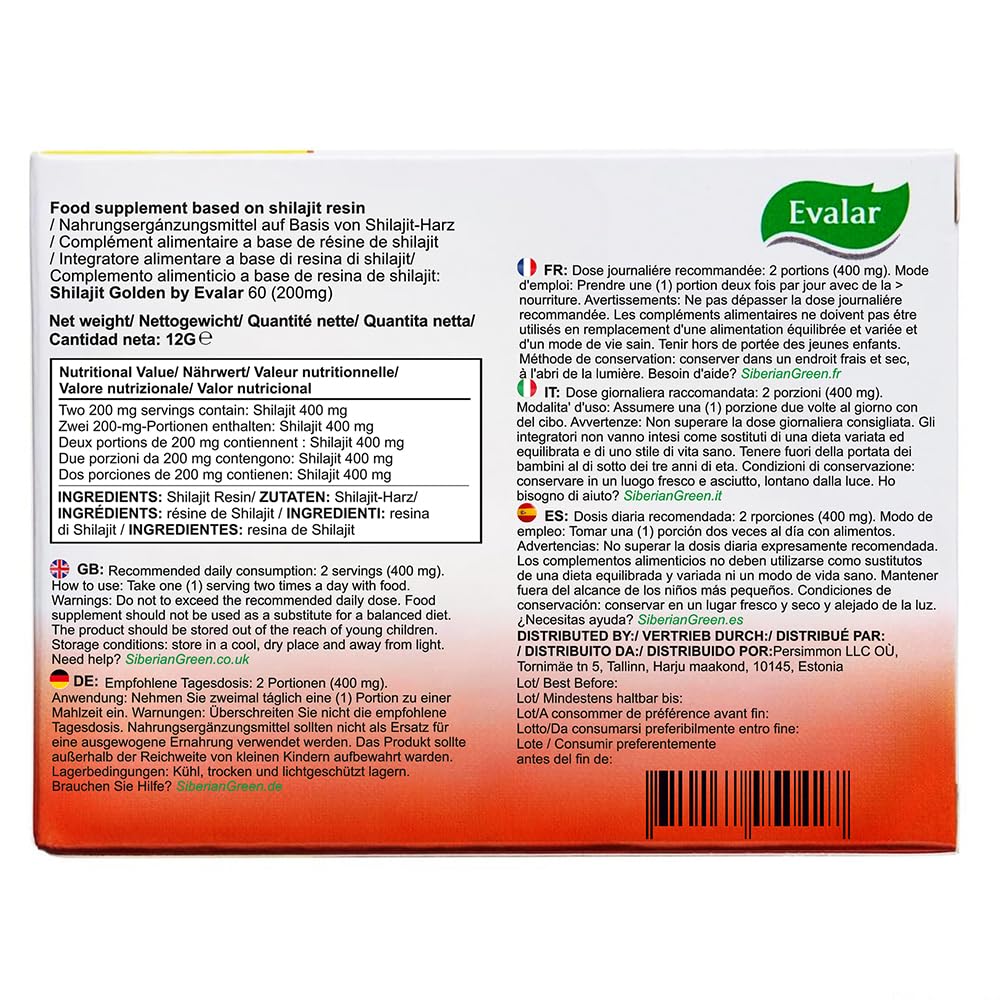 Evalar Shilajit Golden, 60 Count