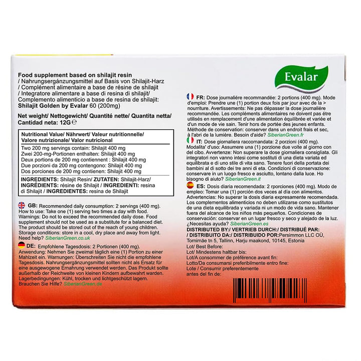 Evalar Shilajit Golden, 60 Count