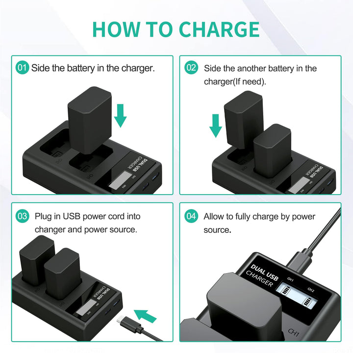 NALACAL Camera Battery Charger, Dual LCD