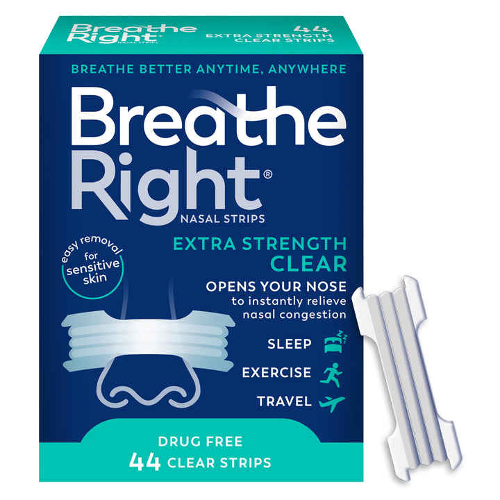 Breathe Right Nasal Strips, Extra Strength, Clear, 44 Count