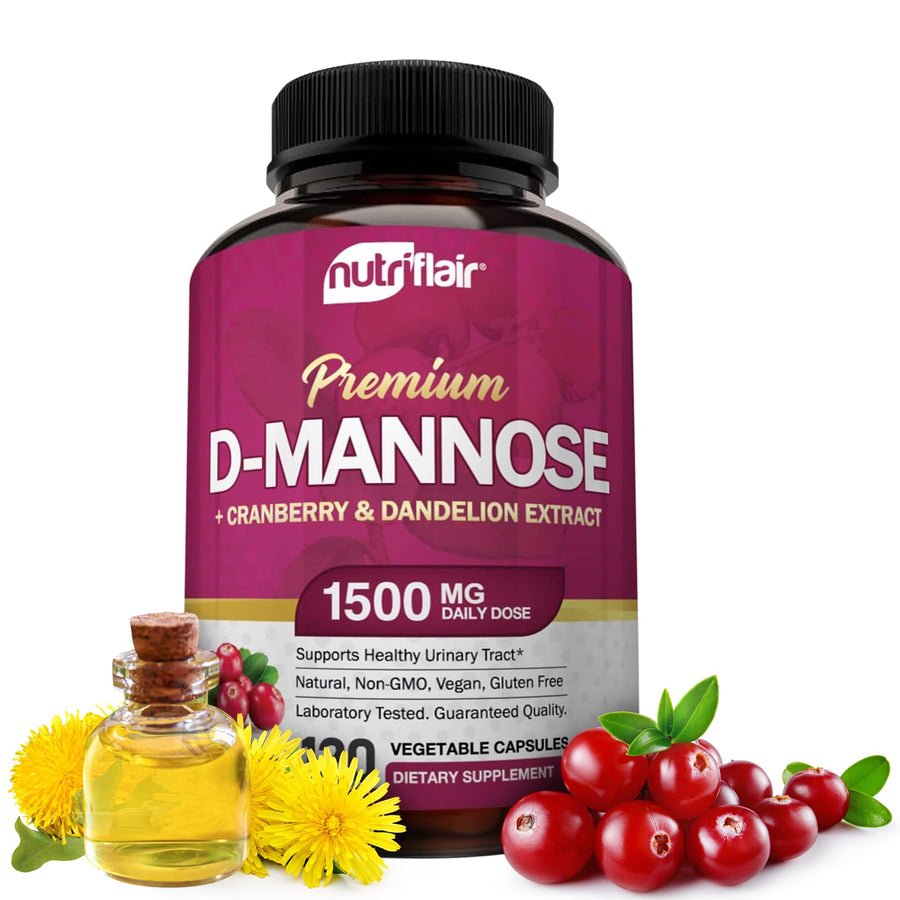 NutriFlair D-Mannose Capsules, 1500 mg, 120 Count