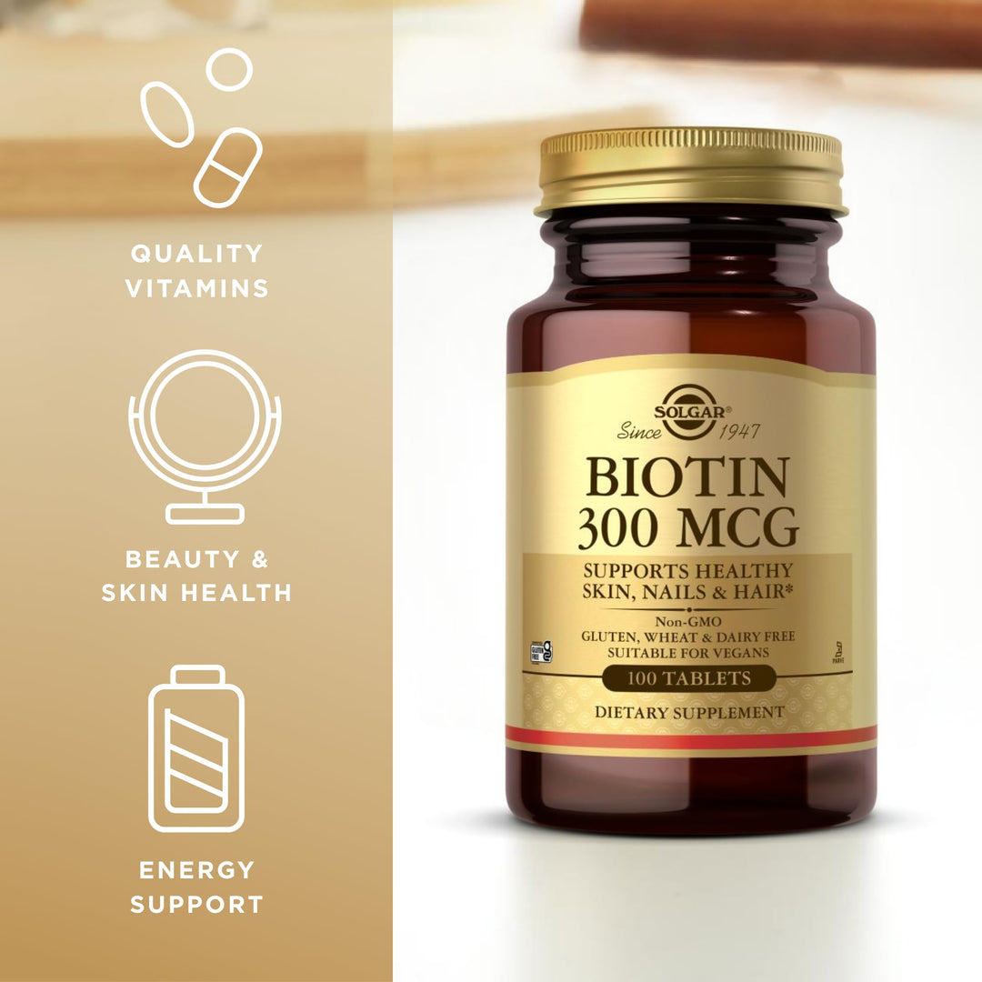 Solgar Biotin 300 mcg, 100 Count