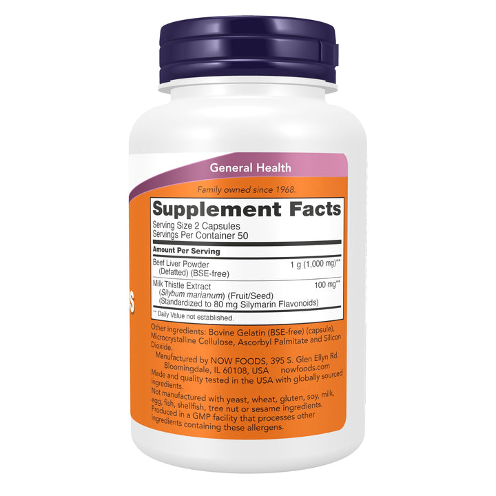 NOW Liver Caps with Milk Thistle and Eleuthero, 100 Count