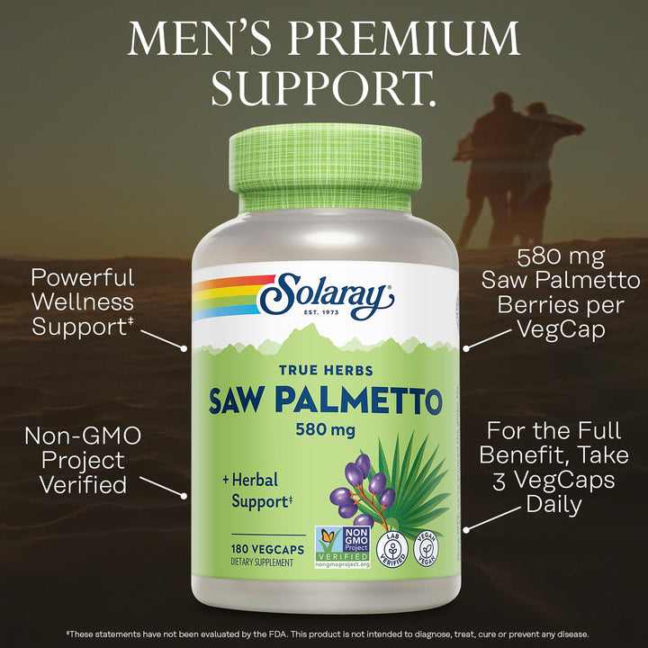 SOLARAY Saw Palmetto Whole Berry, 180 Count
