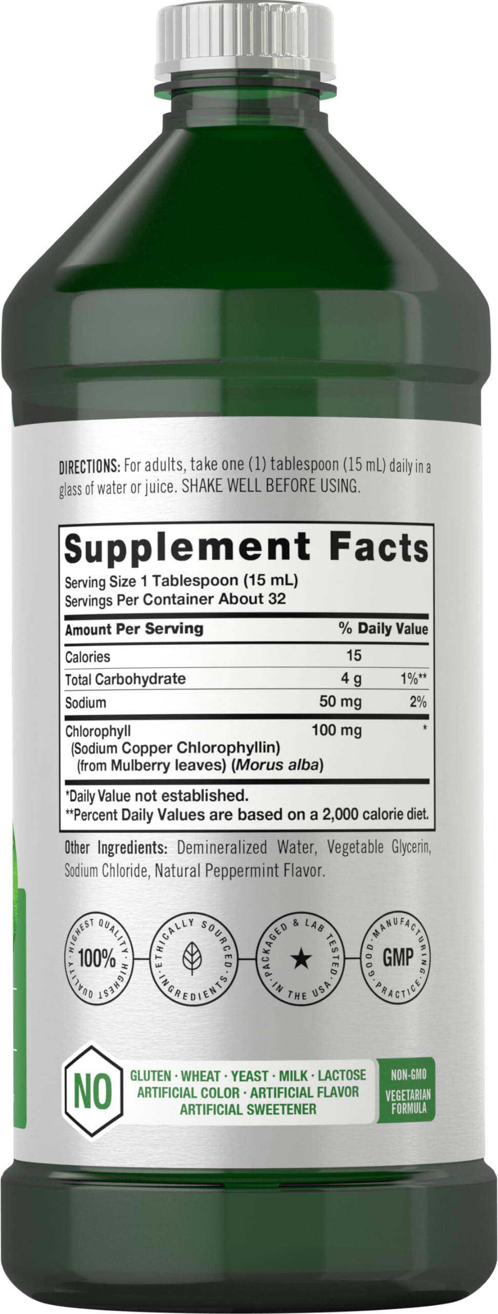 Horbäach Liquid Chlorophyll, Unflavored, 100 mg, 950 ml, Pack of 2