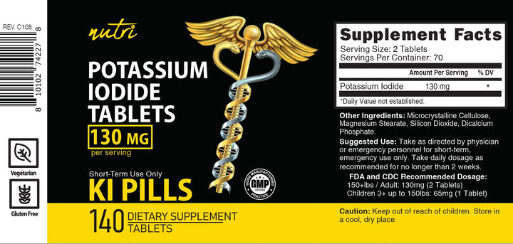 Nature's Fusions Potassium Iodide Tablets, 130 mg, 140 Count