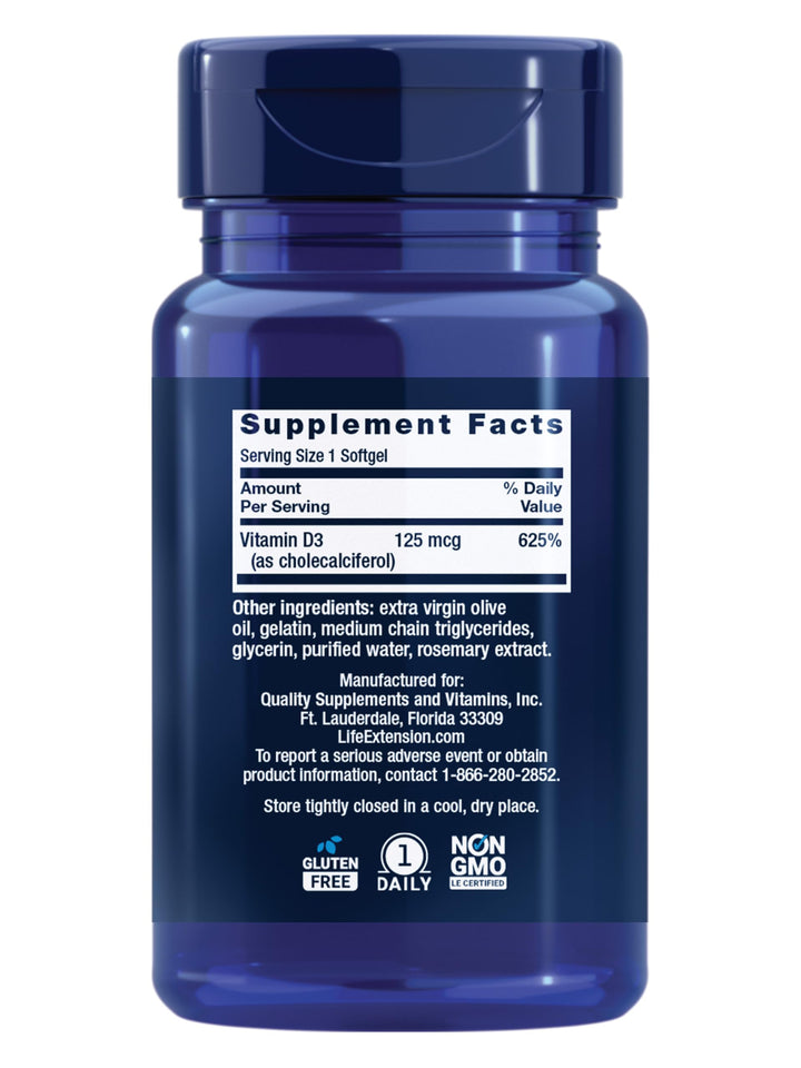 Life Extension Vitamin D3, 5000 IU, 60 Count