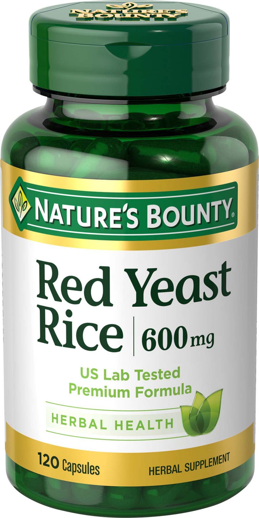 Nature's Bounty Red Yeast Rice Capsules, 600 mg, 120 Count