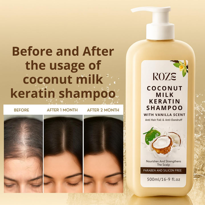 ROZE Coconut Milk Keratin Shampoo, 500 ml