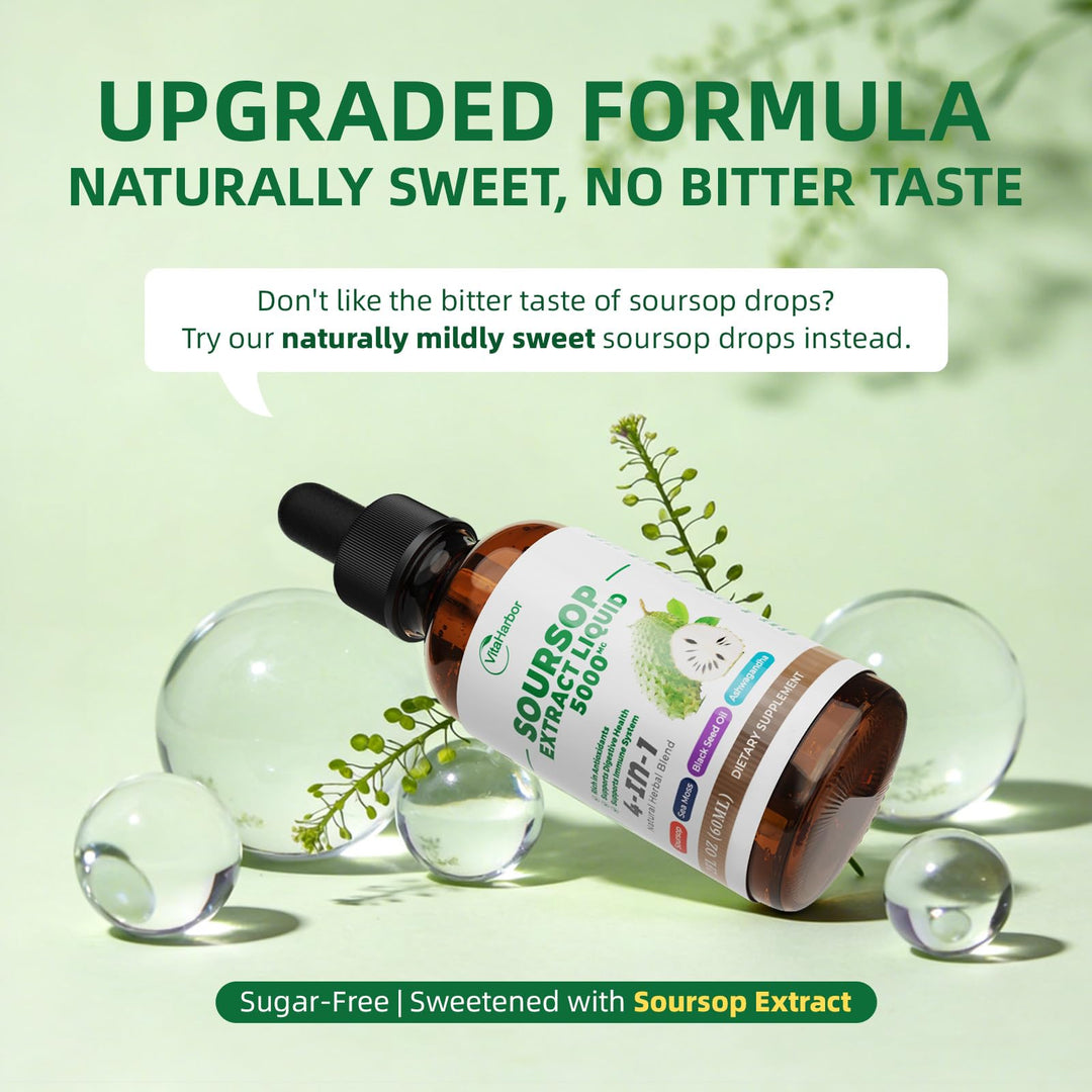 VitaHarbor Soursop Bitters Liquid, Slightly Sweet, 2 fl oz
