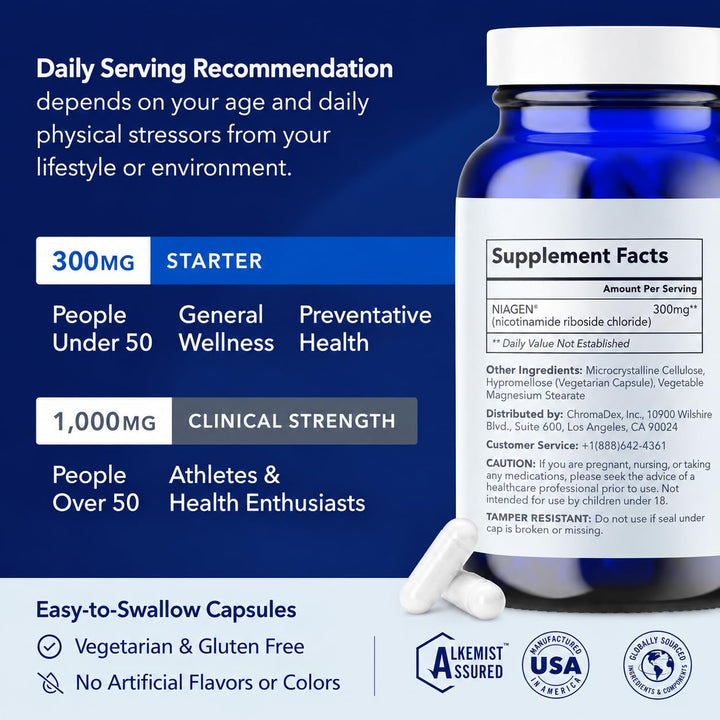TRU NIAGEN NAD+ Supplement, Nicotinamide Riboside, 300 mg, 90 Count