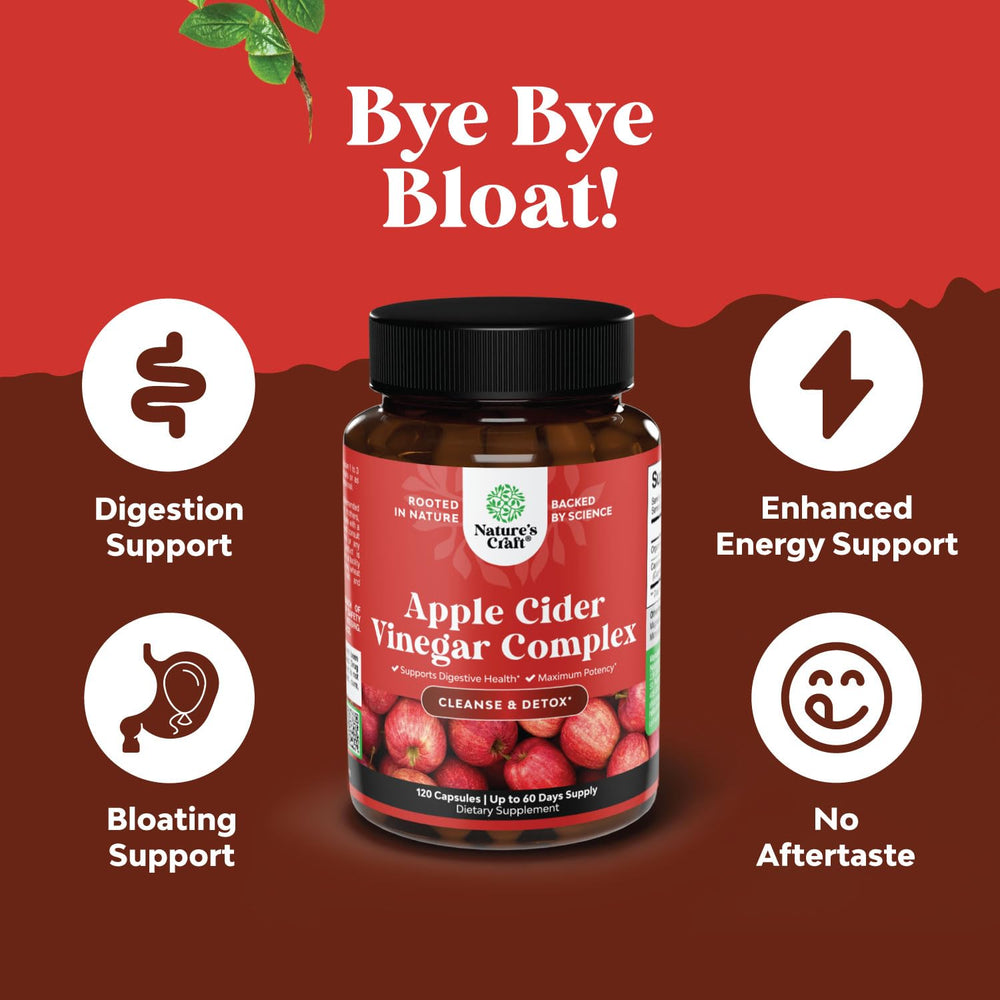Natures Craft Apple Cider Vinegar Capsules, Extra Strength, 60 Count
