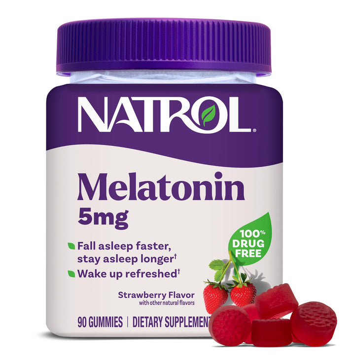 Natrol Melatonin Sleep Aid Gummy, Strawberry, 5 mg, 90 Count
