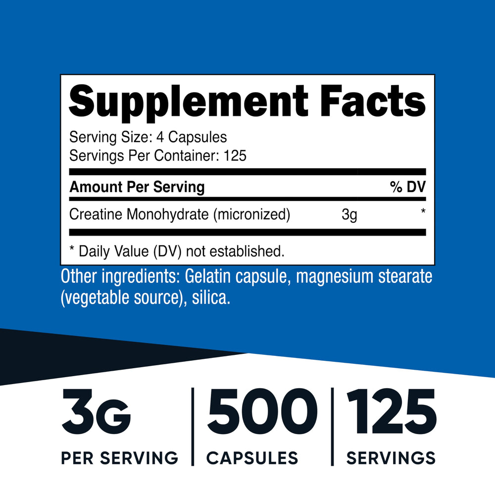 Nutricost Micronized Creatine Monohydrate, 3000 mg, 500 Count