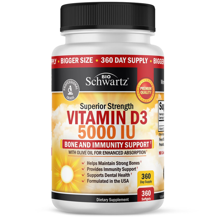 BioSchwartz Vitamin D3 Softgels, 5,000 IU, 360 Count