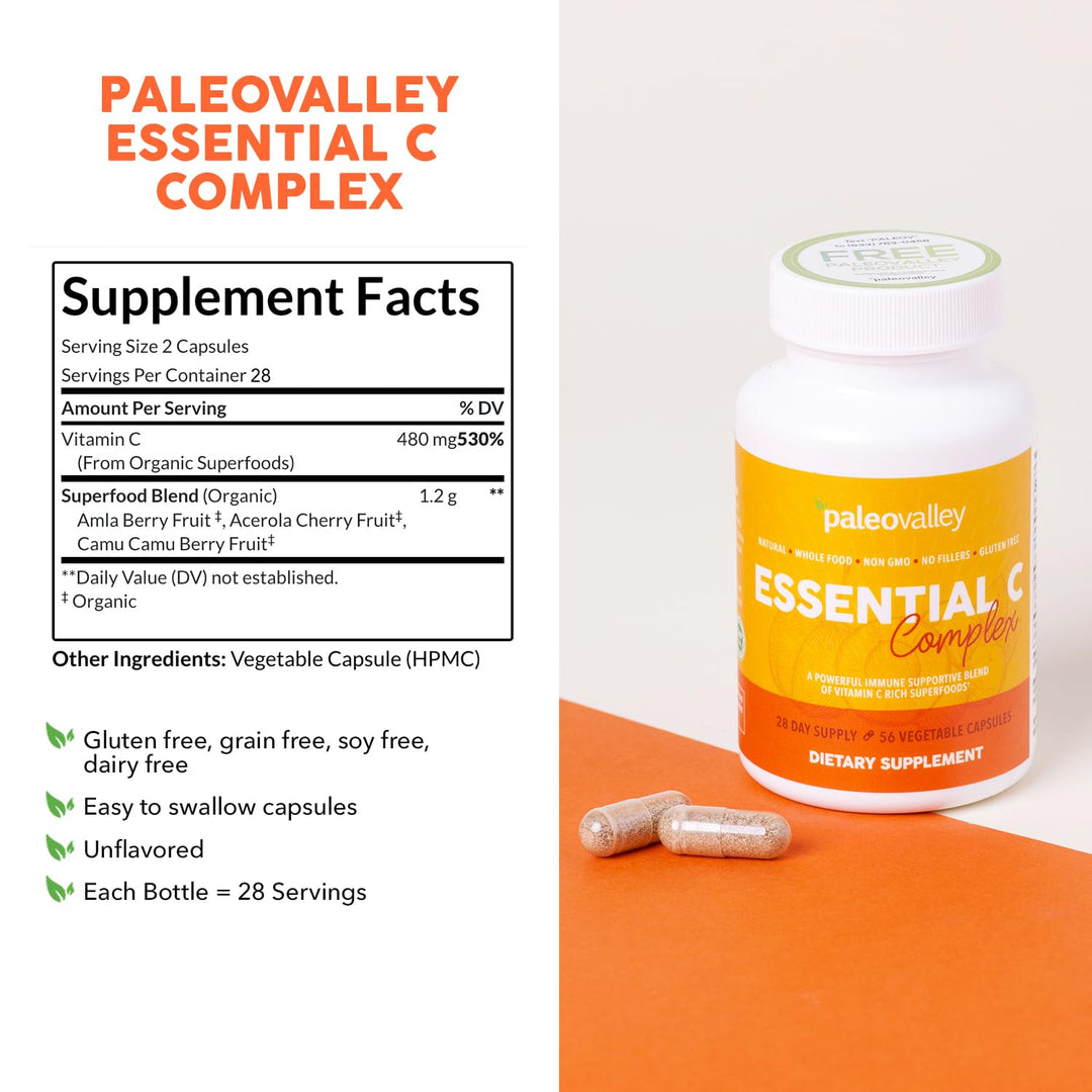 Paleovalley Essential C Complex Vitamin C Supplement, 450 mg, 1 Count