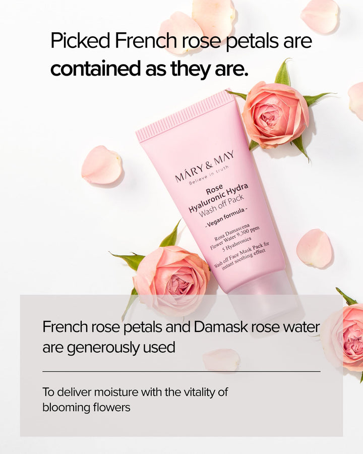 Mary&May Vegan Rose Hyaluronic Hydra Wash Off Mask, 30 g
