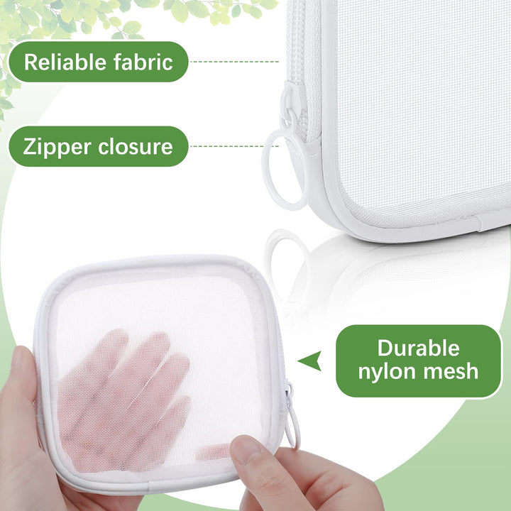 Weewooday Mesh Makeup Bag, White, 4 Count