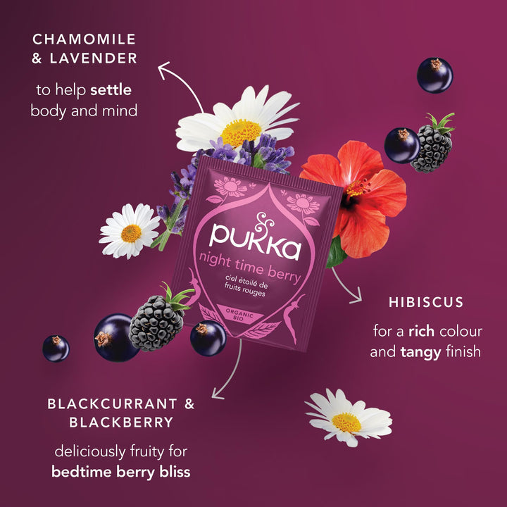 Pukka Night Time Berry Herbal Tea, 20 Count