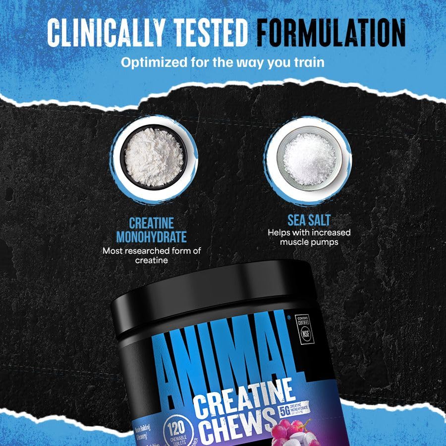 Animal Creatine Monohydrate Chews, Grape, 120 Count