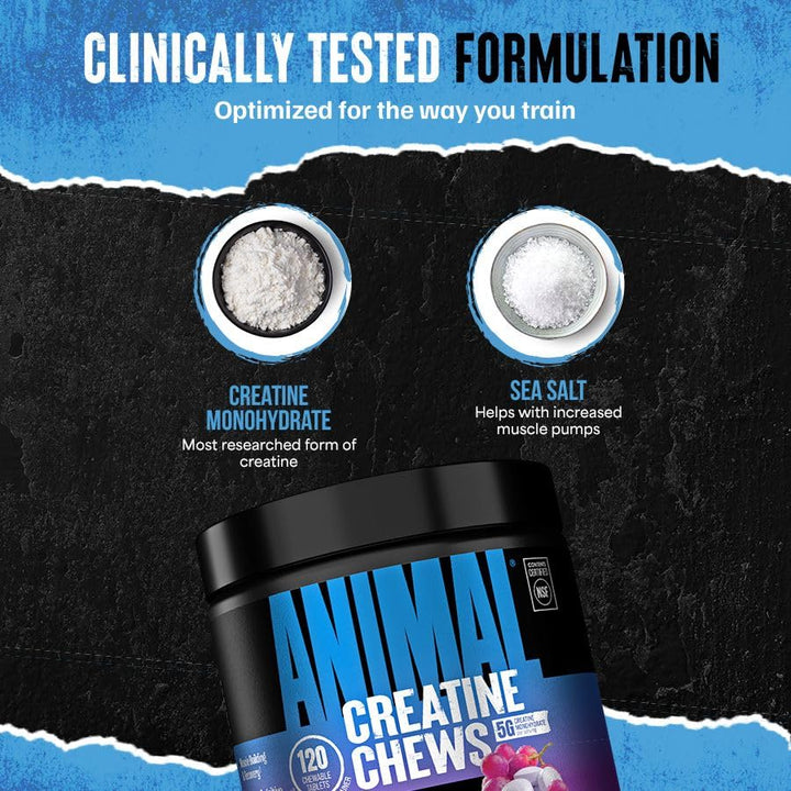 Animal Creatine Monohydrate Chews, Grape, 120 Count