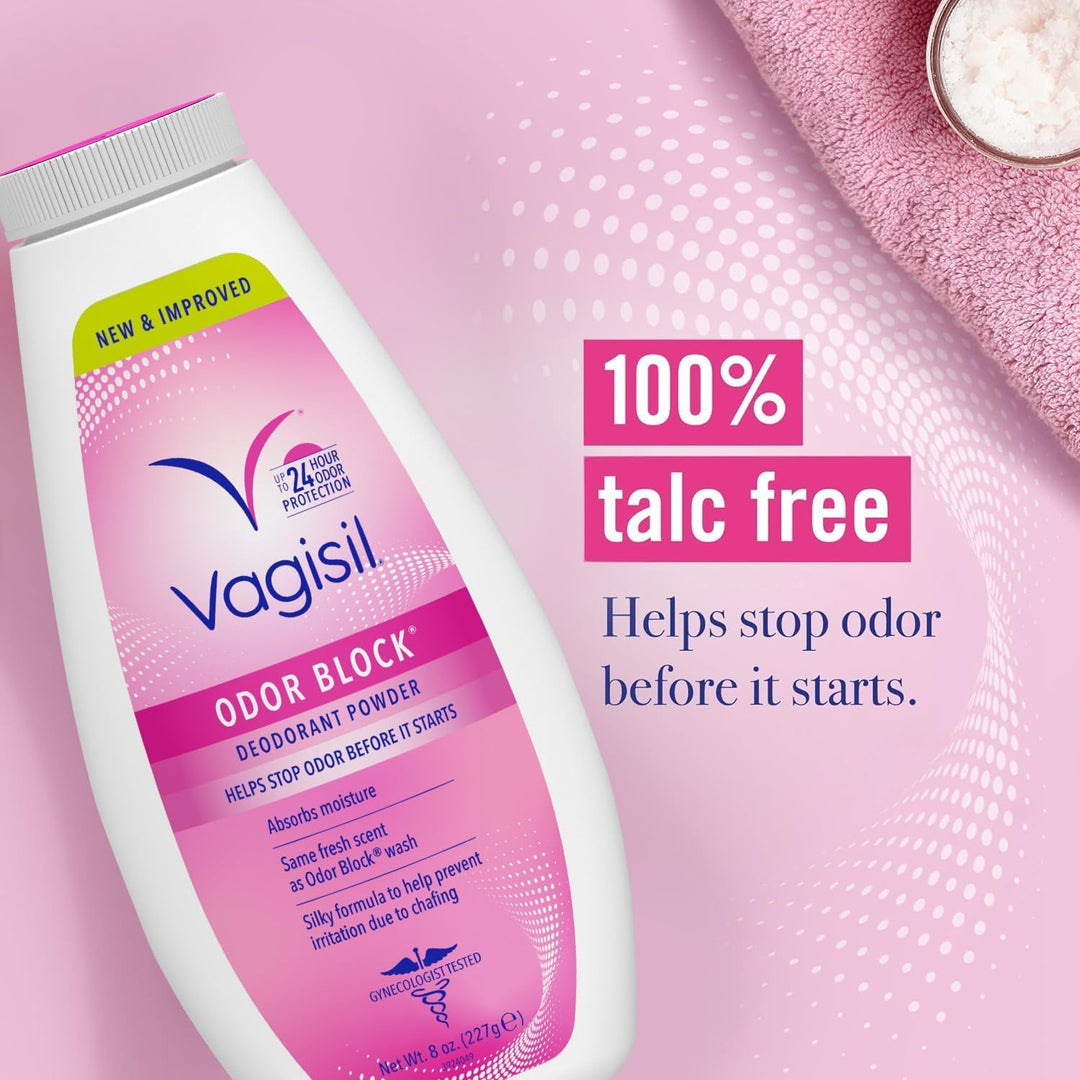 Vagisil Odor Block Deodorant Powder, Talc Free, 8 oz
