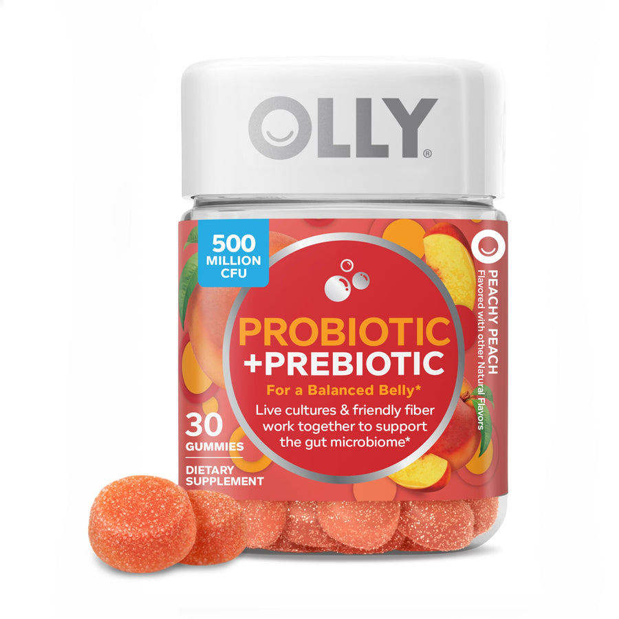 OLLY Probiotic + Prebiotic Gummy, Peachy Peach, 30 Count