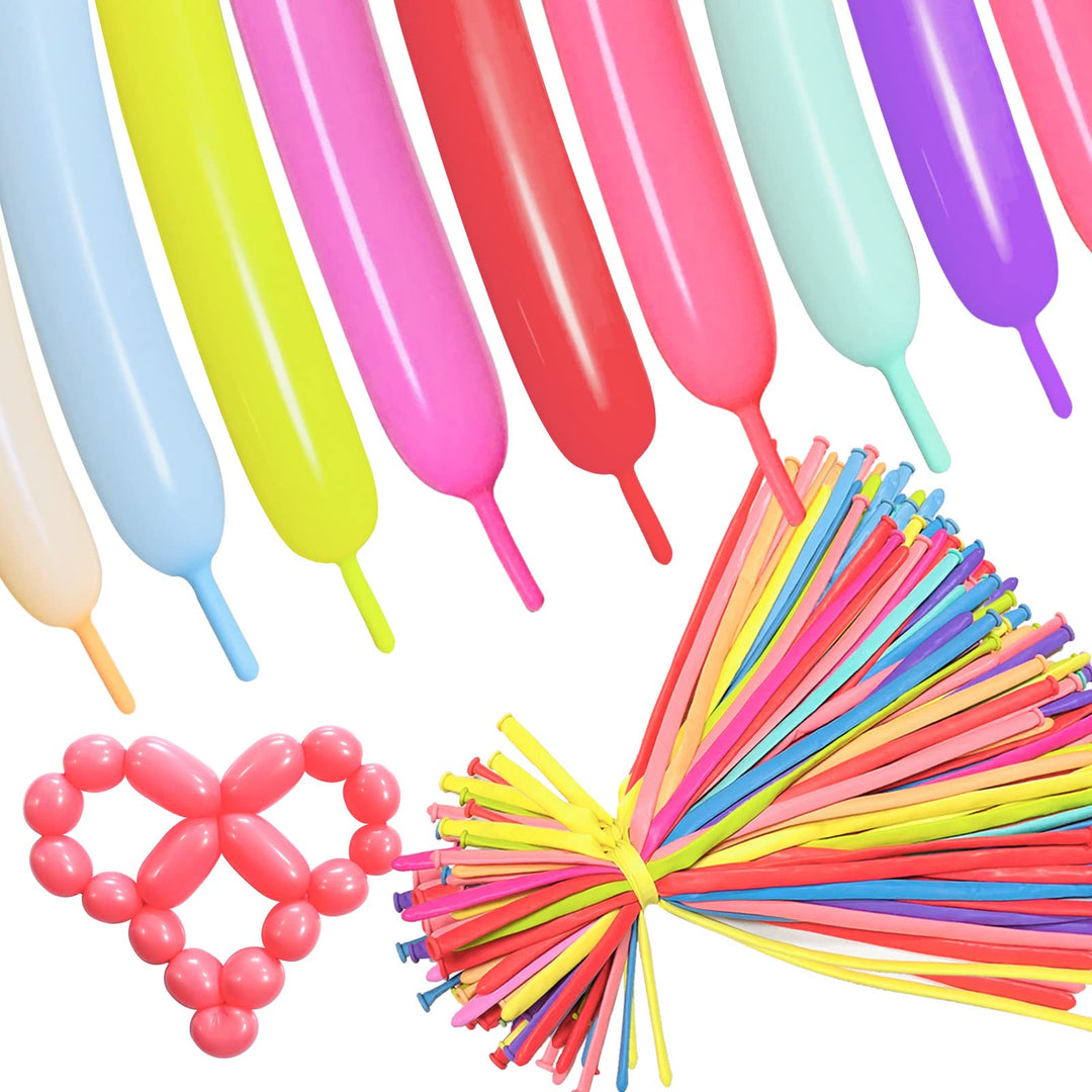 ASIYUHY Twisting Animal Balloons, Pastel Assorted, 100 Count