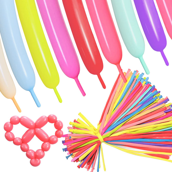 ASIYUHY Twisting Animal Balloons, Pastel Assorted, 100 Count