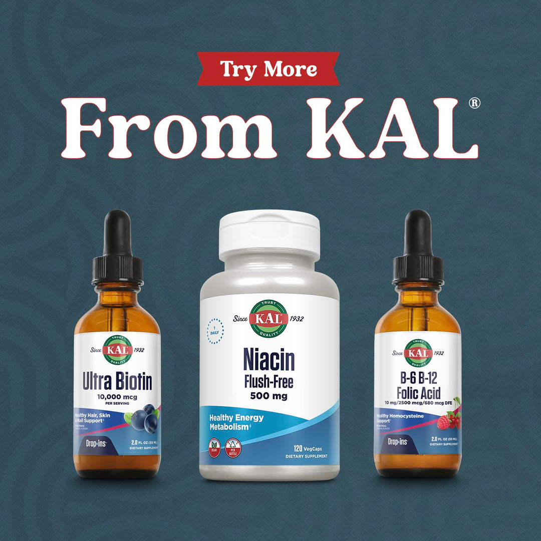 KAL Ultra Biotin Drop Ins Hair Skin & Nails Formula, Mixed Berry, 10000 mcg