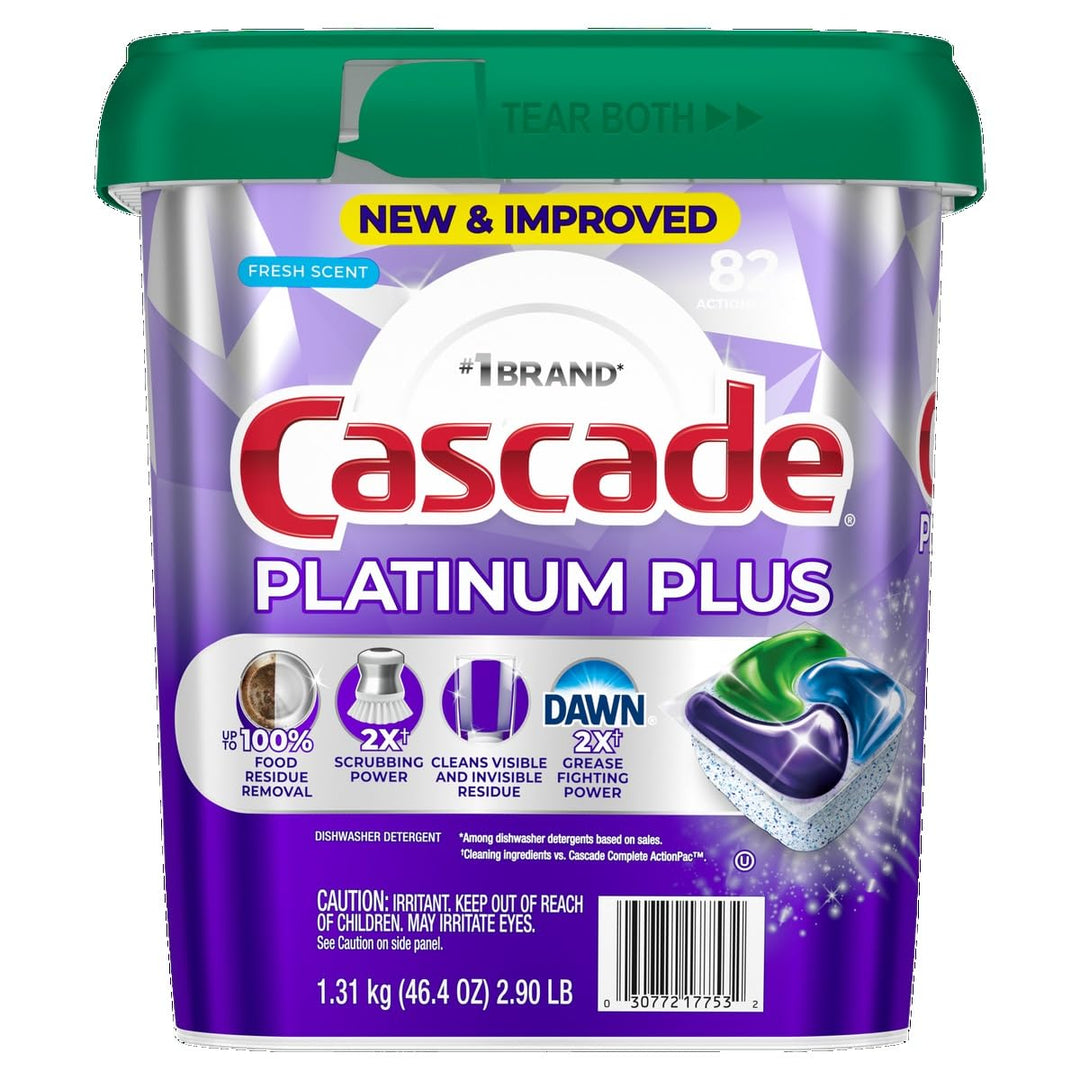 Cascade Platinum Plus Dishwasher Detergent, Fresh Scent, 82 Count