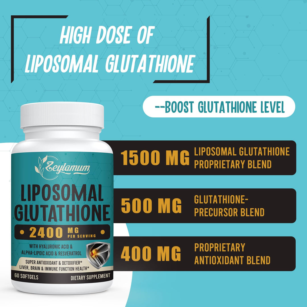 Zeylamum Liposomal Glutathione Softgels, 2400 mg, 60 Count