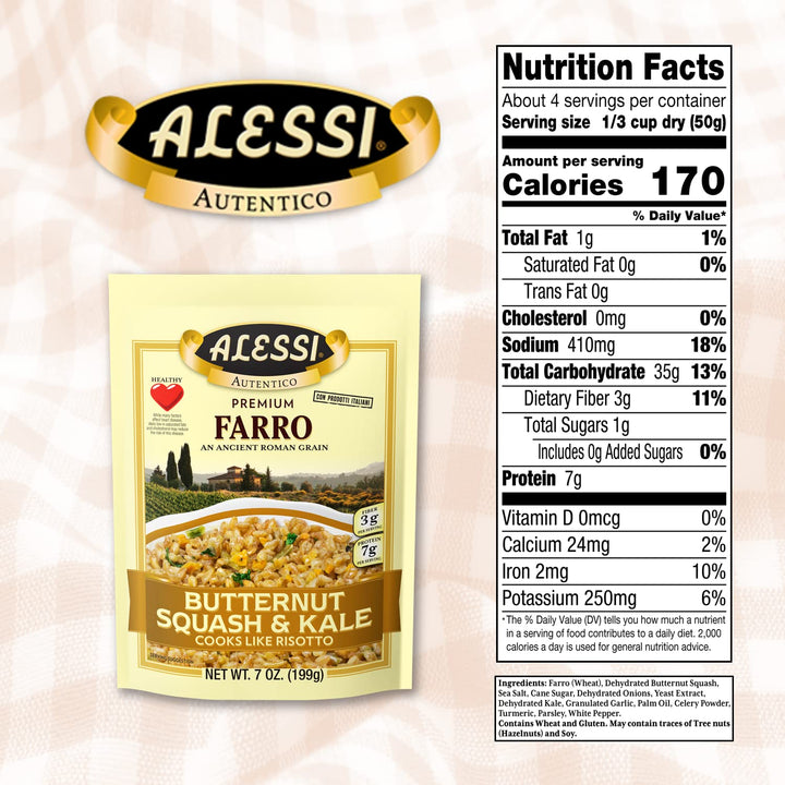 Alessi Farro, Butternut Squash & Kale, 7 oz, Pack of 6