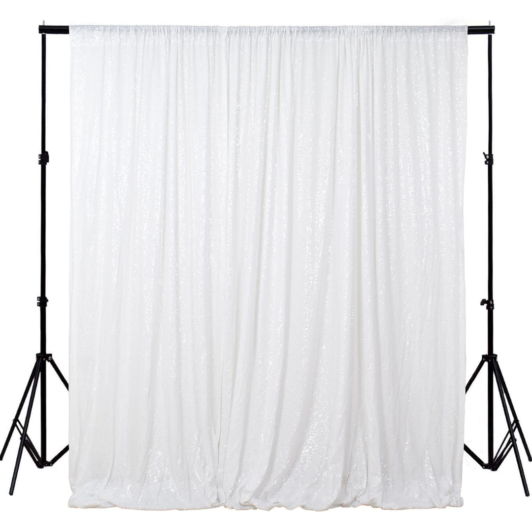 ShinyBeauty Sequin Backdrop, White, 4 ft x 6 ft